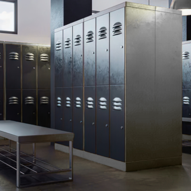 changing room with metal lockers dark grey